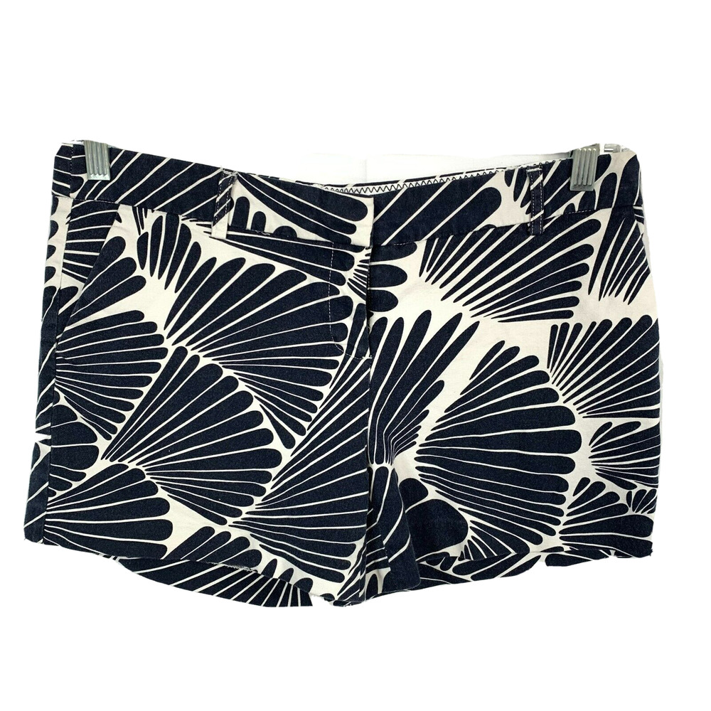 Saint Tropez West Shorts Womens Sz 10 Navy Blue White Floral‎ Chino Cotton